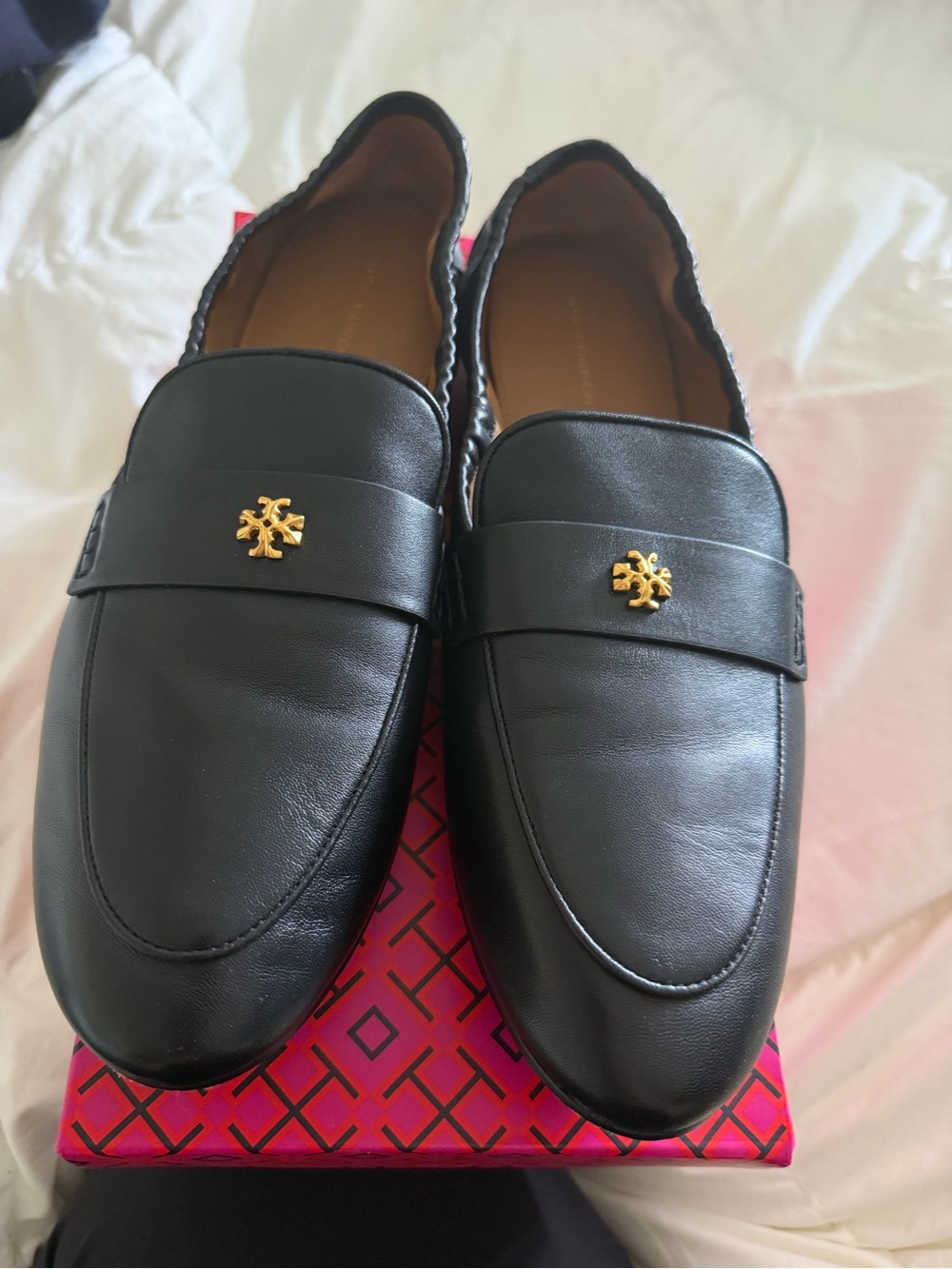 Tory Burch Perfect Black Ballet Loafers with Gold Logo